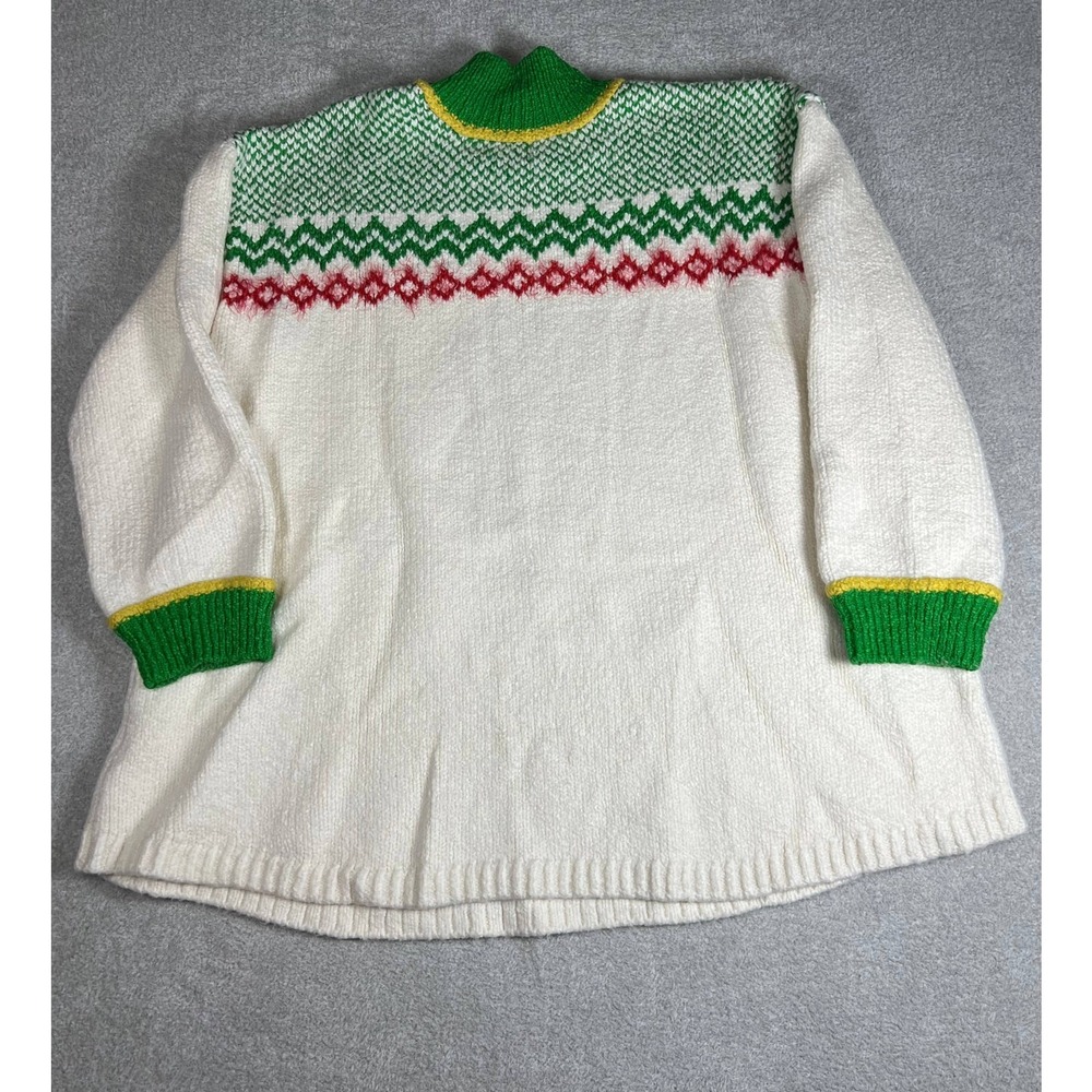 Free‎ People Cherry On Top Fair Isle Mock Neck Sweater Ivory M Coquette Winter - Picture 4 of 10